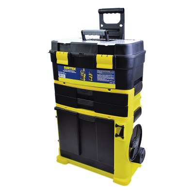 SYS-125105 - Carro Organizador Móvil / 3 Niveles / Cajonera Intermedia / Organizador Inferior Abatible / Ruedas 3' / Polipropileno de Alto Impacto