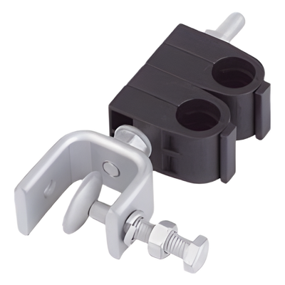 SHK-12-2-P - Sujetador de cables / 2x coaxial 1/2 pulgada / Montaje angular / Acero inoxidable 304 / -40°C a +85°C
