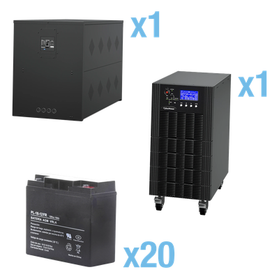 HSTP3T10K100P-5MIN-STARTUP - UPS Trifásico de 10 kVA/10 kW, Topología Online Doble Conversión, Voltaje de 208/220 Vca de L-L, Respaldo de 5 Minutos al 100% de Carga, Incluye Módulo y Banco de Baterías