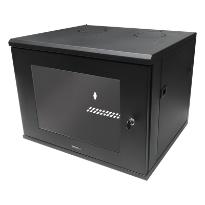 LW-06-05-06-UBG - Gabinete de Montaje en Pared, Con Puerta de Cristal, de 19in, 6UR, Color Negro
