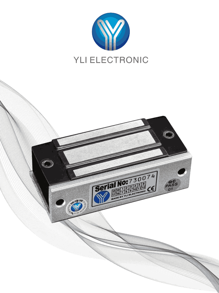 Cerradura Magnética YLI YM60 60 Kg 12VDC para Puertas de Madera/Vidrio/Metálicas