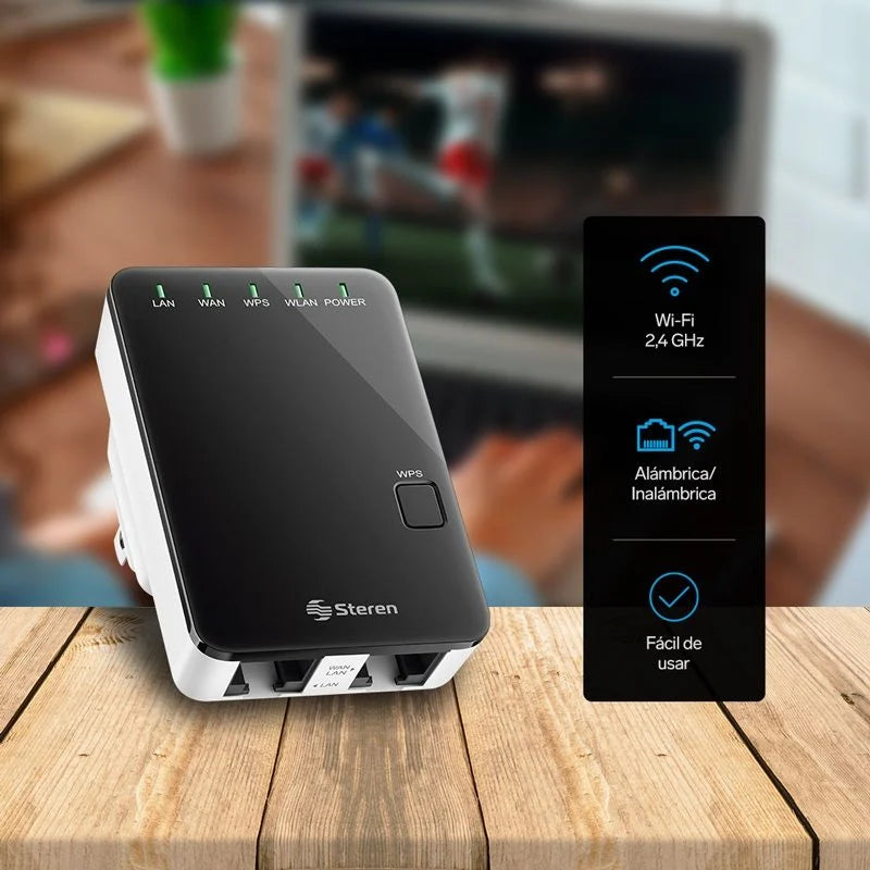 Repetidor Y Punto Acceso Steren Wi Fi Pared 2.4 Ghz 17M Cobertura Colo FullOffice