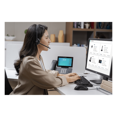 UH34-LITE-DUAL-UC - Diadema Alambrica / Dual / USB-C/A / Cancelación Pasiva de Ruido / 110 g / Brazo 320°