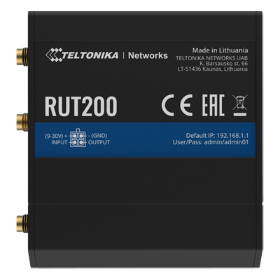 RUT200 - Teltonika Router Industrial LTE 4G / 150 Mbps Cat 4 / 2 Puertos Ethernet 10/100 RUT200