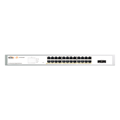 WI-PCES326GF - Switch Administrable PoE / 24 Puertos Gigabit PoE af/at / 2 x SFP Gigabit / 52 Gbps / Presupuesto PoE 370 W / Administración Cloud