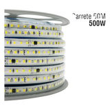 JLML-2835-07B - Manguera LED Luminosa Blanca de Resina Transparente y Flexible / Para uso Interior o Exterior / Carrete de 50 m/ 110V CA  4.2 A/ 500 W Potencia / T.C.C. 6500 K.