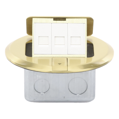 TH-MCPD-B - Mini Caja de Piso Redonda / Bronce / 3 Puertos / 0.829 kg / Voz y Datos / Keystone