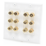 EP-WP6S - Placa de Pared | Postes de Unión Tipo Banana | Conexión para 6 Altavoces | Fácil Instalación | Conectores Chapados en Oro