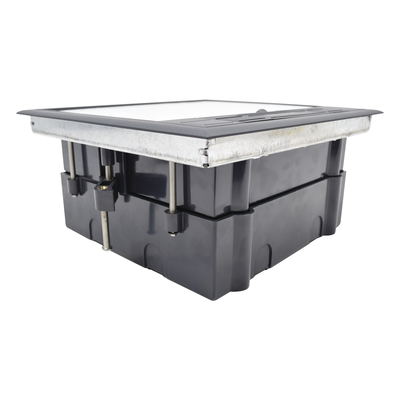 TH-CP-4M - Caja de Piso / 4 Módulos Universales / ABS y Acero Galvanizado / 1.957 kg / 6.42 lb / Negro