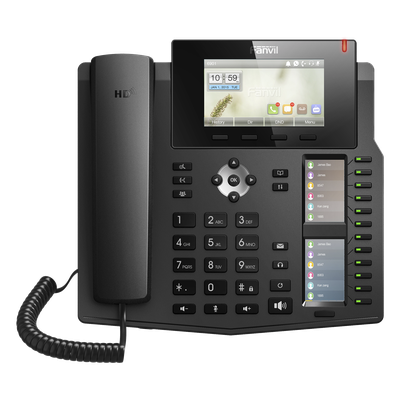 X6 - Teléfono IP empresarial para 20 líneas SIP, Voz HD, 3 Pantallas LCD a Color, 12 teclas BLF, PoE