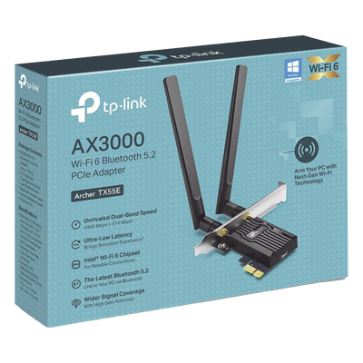 ARCHER-TX55E - Tp-Link Adaptador PCIe Wi-Fi 6 / AX3000 Mbps / Doble Banda 2.4/5 GHz ARCHER-TX55E