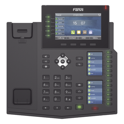 X6U - Teléfono IP Empresarial / 20 Líneas SIP / Triple Pantalla Color / Puertos Gigabit / PoE / Bluetooth / Opus