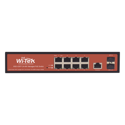 WI-PMS310GF-ALIEN - Switch Administrable PoE / 8 Puertos Gigabit / 2 SFP / 150W / 20Gbps / 6kV Protección Rayos / Fanless / -10 a 55°C / 0.71 x 0.46 x 0.18 pies
