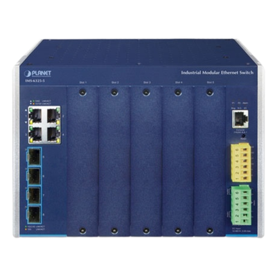 IMS-6325-5 - PLANET Industrial Layer 3 5-Slot Gestionado L3 Gigabit Ethernet (10/100/1000) Azul, Metálico