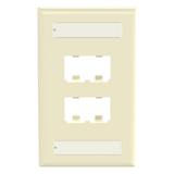 CFPL4EIY - Placa de Pared Vertical / 4 Puertos Mini-Com / Diseño Plano / Con Espacios para Etiquetas / 2.75 x 4.5 in / ABS Marfil