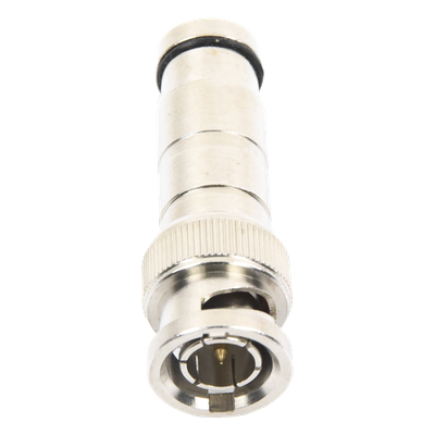 TT-RG-16 - Conector BNC Macho / Compresión Axial / 75 Ohm / RG-59/U / Níquel-Oro-PTFE / 42 mm Largo / 0.14 ft Diámetro