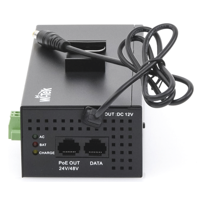 WI-PS302G-UPS - Inyector PoE industrial / Con UPS No-Break / Cuenta con 2 Puertos Gigabit (1 PoE 24/48V pasivo) / Salida DC 12V