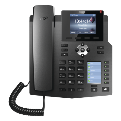 X4 - Teléfono IP empresarial para 4 líneas SIP con 2 pantallas LCD, 6 teclas BLF/DSS, conferencia de 3 vías, PoE