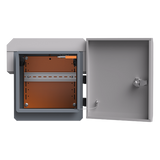 WI-IOTBOXMINIV1 - Gabinete de Protección IP55 / Acero SPCC / 250 x 250 x 180 mm / Rieles DIN / 4 Placas Laterales / Montaje Exterior