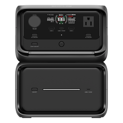 EFR3MAXPL - EcoFlow River 3 | Estación de Energía Portátil 858Wh Litio LFP / 2 AC 300 W (Max. 550W) / 1 USB-C 100W / 2 USB -A 12W / Cargador de Coche 8A a 12 o 24V / Conectividad WiFi y Bluetooth (App) / Carga Solar 110W Max.