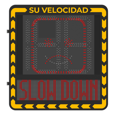 YJP7681-188-RR - Radar Medidor de Velocidad / Detección 100 m (328.1 ft) / 32 Objetivos / 3 Carriles / Pantalla LED 3000 cd/m² / IP66 / Ethernet