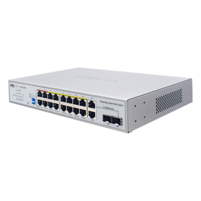 WI-PCES218GF - Switch PoE / 16 Puertos 10/100 Mbps PoE / 2 Uplink Gigabit / 1 Puerto SFP / Presupuesto PoE 250 W / Alcance 250 m (820.2 ft) / ONVIF