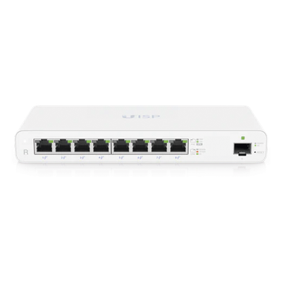 UISP-R - Router Gigabit / 8 Puertos PoE Pasivo 27V / 1 Puerto SFP / NAT 1 Gbps / 110W Total / OSPF y Firewall