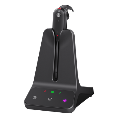 WH63-E2-TEAMS - Auricular Inalámbrico DECT / Alcance 185 m (606.9 ft) / Cancelación de Ruido Acoustic Shield / Multidispositivo PC y Teléfono IP / 8 Horas de Conversación