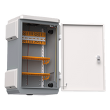 WI-IOTBOX02 - Gabinete Exterior IP55 / Acero SPCC 680 x 480 x 315 mm / Rieles DIN / 4 Placas Laterales / Microswitch