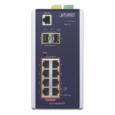 IGS-10020HPT - PLANET IGS-10020HPT switch Gestionado L2+ Gigabit Ethernet (10/100/1000) Energía sobre Ethernet (PoE) Negro, Blanco