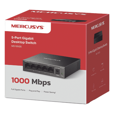 MS105GS - Mercusys MS105GS switch No administrado Gigabit Ethernet (10/100/1000) Negro