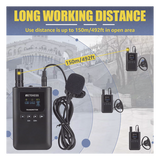 TT125 - Sistema de Guía Turístico / 2.4 GHz / 999 Canales / Alcance 150 m (492.1 ft) / 1 Transmisor y 10 Receptores / USB-C / Batería 3000 mAh