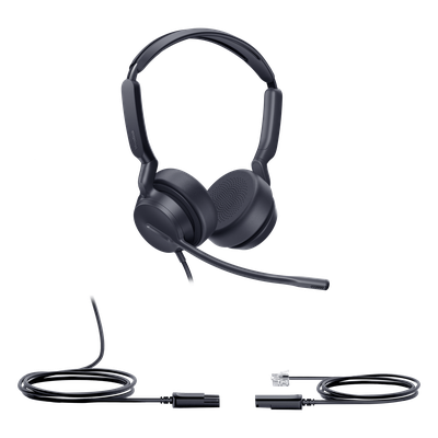 YHS36-E2-DUAL - Auricular con Diadema / Alámbrico Analógico / Conexión QD a RJ9 / Audio HD 20 Hz - 20 kHz / Cancelación de Ruido / ActiveProtection