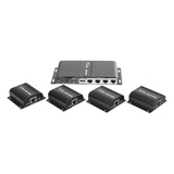 TT714PRO - Kit Divisor y Extensor HDMI (Extender Splitter)  / Divide 1 Fuente HDMI a 4 Pantallas / Extiende la señal HDMI hasta 40 m / Resolución 1080P @ 60 Hz / Cat 6/6a/7 / Cero Latencia / Salida Loop en el Tx / IR / Alimente solo el Tx (PoC).