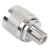 TT-CON-540 - Adaptador Coaxial RF / N Macho a F Hembra / Montaje en Línea / Bronce Niquelado / Contacto Oro / Teflón / -20℃ a 80℃