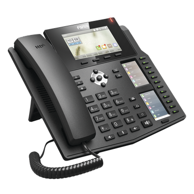 X6 - Teléfono IP empresarial para 20 líneas SIP, Voz HD, 3 Pantallas LCD a Color, 12 teclas BLF, PoE