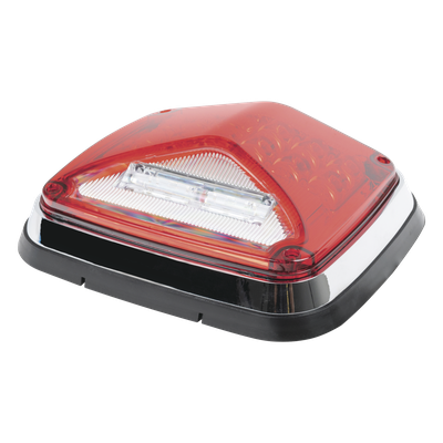 XLTE1755R - Luz de Advertencia LED / 8 X 6" / Color Rojo / Luz de Trabajo Blanca 12 W / 11 Patrones de Destello / IP67 / 12-30 VCC