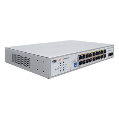 WI-PCES218GF - Switch PoE / 16 Puertos 10/100 Mbps PoE / 2 Uplink Gigabit / 1 Puerto SFP / Presupuesto PoE 250 W / Alcance 250 m (820.2 ft) / ONVIF