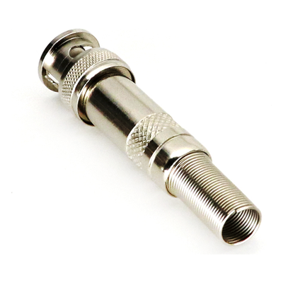 TT-RG-96 - Conector BNC Macho / 75 Ohm / Resorte de Presión / RG-59/RG-6 / Níquel-Oro-PTFE / 41.7 mm (0.14 ft) Largo