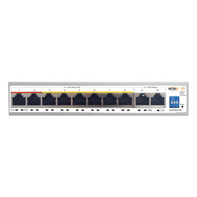 WI-PCES210G - Switch PoE Administrable en la Nube / 8 Puertos 10/100 Mbps PoE / 2 Puertos Uplink Gigabit / Presupuesto PoE 100 W / Alcance PoE 250 m (820.2 ft) / Soporte ONVIF
