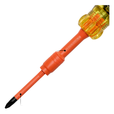 32306-INS - Destornillador Aislado 6-en-1 Auto-Lock / Aislado 1000V CAT III / Almohadilla de agarre / Almacenamiento de brocas integrado / Bits Philips #1 #2 / Sl