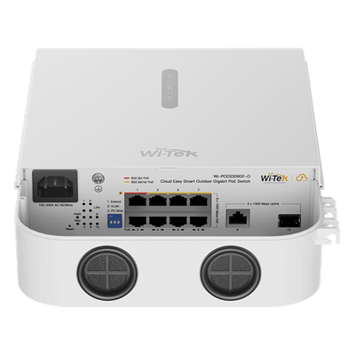 WI-PCES309GF-O - Switch PoE Administrado en la Nube / 8 Puertos Gigabit PoE++ (af/at/bt) / 1 Puerto Uplink RJ45 Gigabit / 1 Puerto SFP Uplink / Presupuesto PoE 110 W / Alcance PoE 250 m (820.2 ft) / Switching 20 Gbps