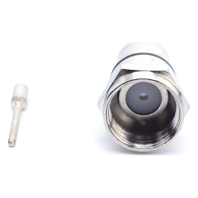 TT-CON-536 - Conector F Macho / Plegable con Pin / Bronce Niquelado / Oro 24K / Teflón / RG-59