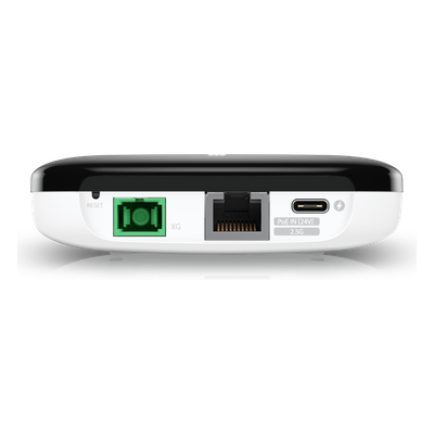 UISP-FIBER-XG - ONU XG-PON / 10 Gbps Bajada / 2.5 Gbps Subida / Alcance 20 km (12.4 mi) / SC/APC / Puerto 2.5GbE / Gestión UISP