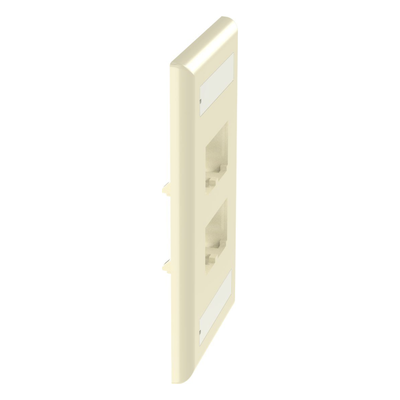 CFPL4EIY - Placa de Pared Vertical / 4 Puertos Mini-Com / Diseño Plano / Con Espacios para Etiquetas / 2.75 x 4.5 in / ABS Marfil
