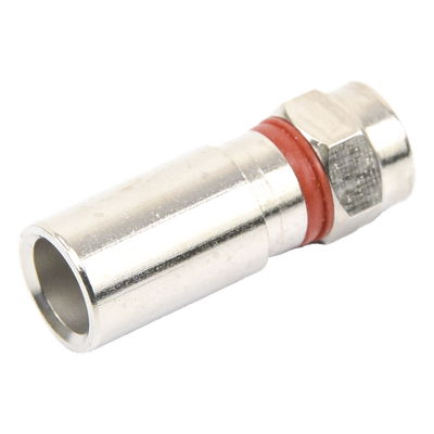TT-CON-510-RG6 - Conector F Macho / Compresión en Línea / Cable RG-6 / Cuerpo Bronce Niquelado / Contacto Oro / Aislante Teflón