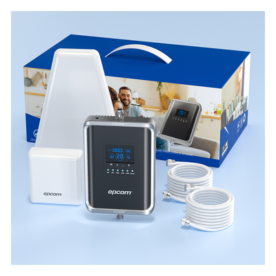 EP-5G-PBS-V2 - Kit Amplificador de Señal Celular 2G, 3G, 4G y 5G / Mejora llamadas convencionales y VoLTE / Amplifica señal de TELCEL, AT&T, MOVISTAR, BAIT,DiRi y más / Cubre hasta 300 m² con una antena y hasta 600 m² con 2 antenas.