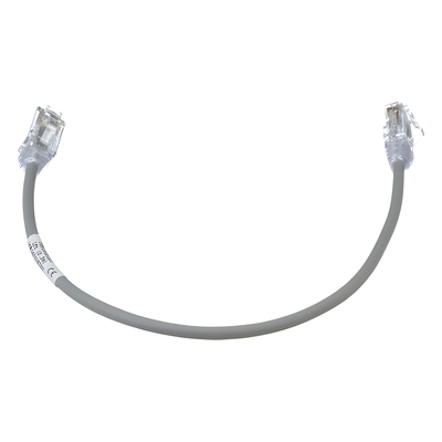 UTP28SP1GY - Cable de Parcheo Cat6 / UTP 28AWG / Diámetro Reducido 3.8 mm / 0.30 m (1 Pie) / Gris / LSZH-CM / PoE++