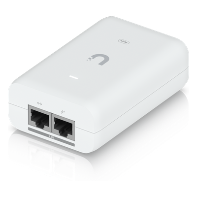 UACC-POE+-2.5G - Adaptador PoE+ / 30 W / 2.5 Gbps / 48V 0.65A / (2) Puertos RJ45 Blindados / LED Indicador / Protección contra Sobretensiones