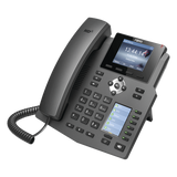 X4 - Teléfono IP empresarial para 4 líneas SIP con 2 pantallas LCD, 6 teclas BLF/DSS, conferencia de 3 vías, PoE